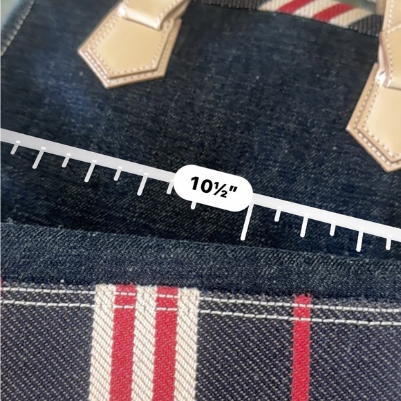 💯 Burberry Navy Tote with Red and Cream Accents Blue Label - Picture 11 of 13